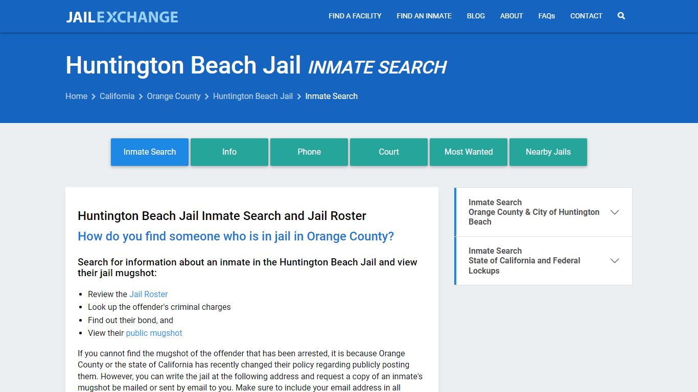 Inmate Search: Roster & Mugshots - Huntington Beach Jail, CA